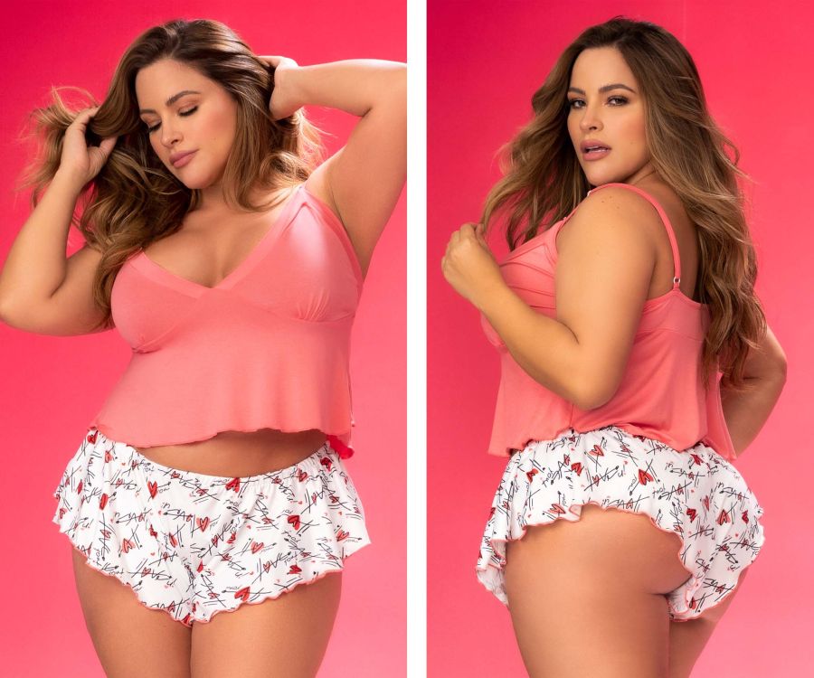 Two Piece Pajama Set Top and Shorts