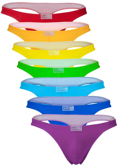 7-pack Clever Men's thongs delivers a bold pop of color for every day