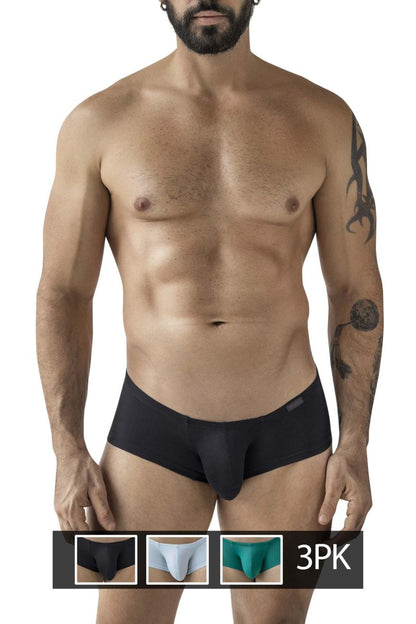 Clever 3-pack of sleek, low-rise trunks, clean, modern look with a fit that feels as good as it looks