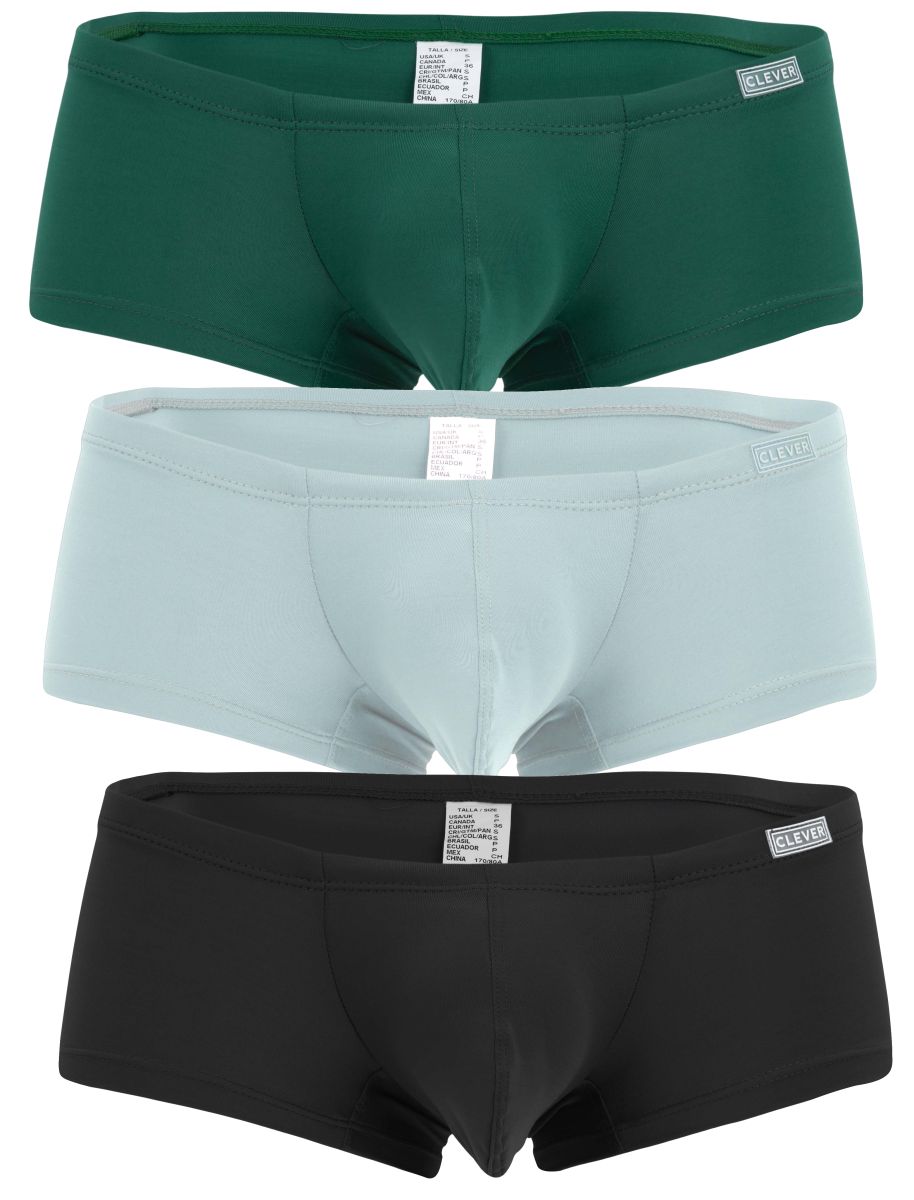 Clever 3-pack of sleek, low-rise trunks, clean, modern look with a fit that feels as good as it looks
