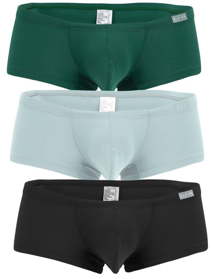 Clever 3-pack of sleek, low-rise trunks, clean, modern look with a fit that feels as good as it looks