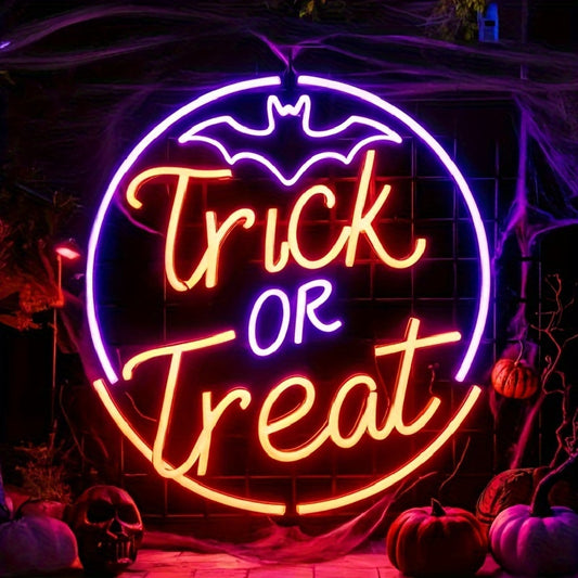 1pc Halloween LED Neon Sign with Outline Letters - Multicolor, USB Powered, Wall-Mounted Decorative Light for Indoor/Outdoor Use