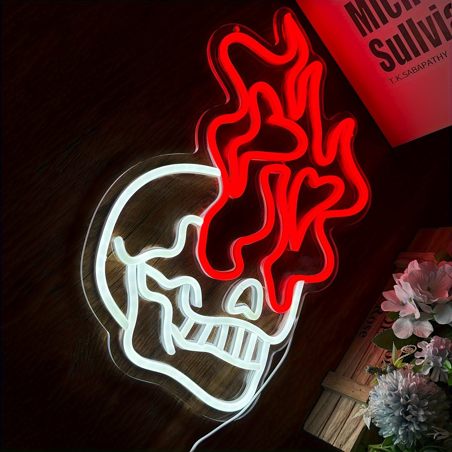 1 Pcs Vibrant LED Neon Sign Light - Unique Skeleton Design with On/Off Switch - Perfect for Game Room, Man Cave, Birthday, Halloween, and Christmas Decorations